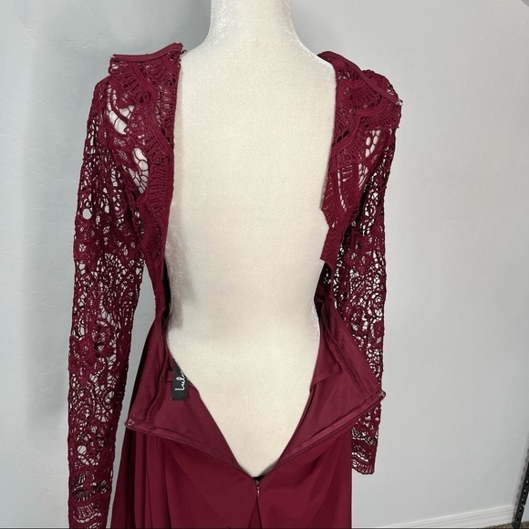 Lulu’s Awaken My Love Burgundy Long Sleeve Lace Maxi Dress Size M - Picture 8 of 12